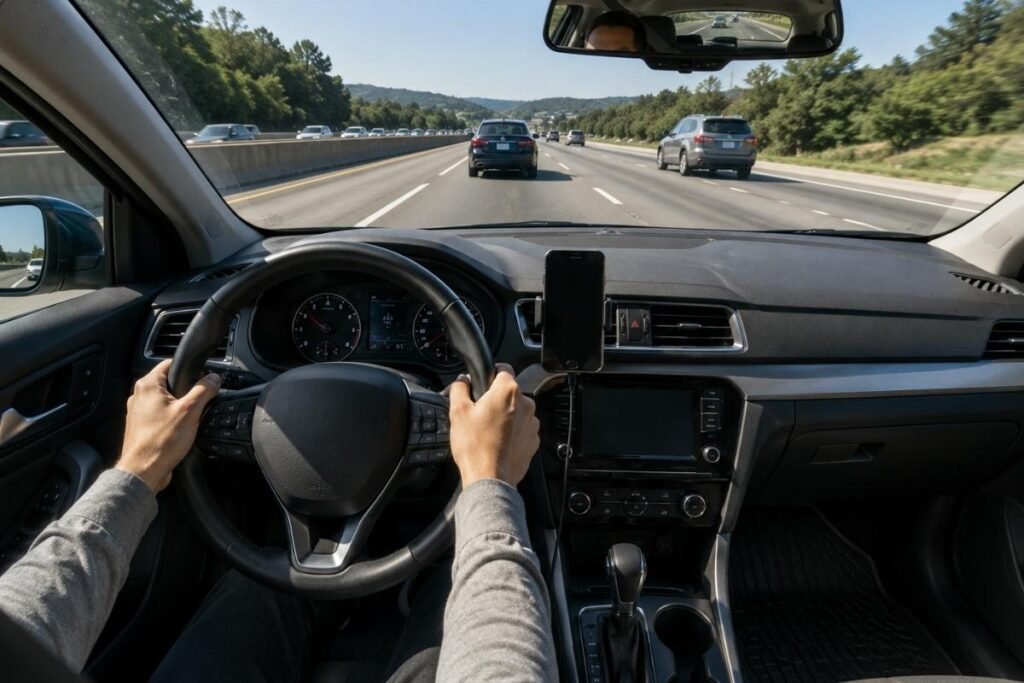 Driver safely handling a cut-in vehicle while maintaining following distance