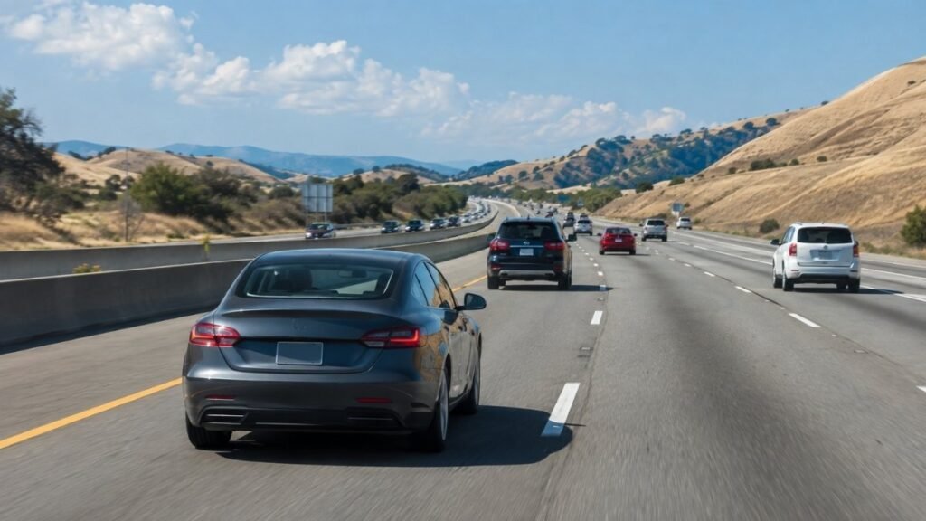 Driver maintaining a safe following distance using defensive driving techniques